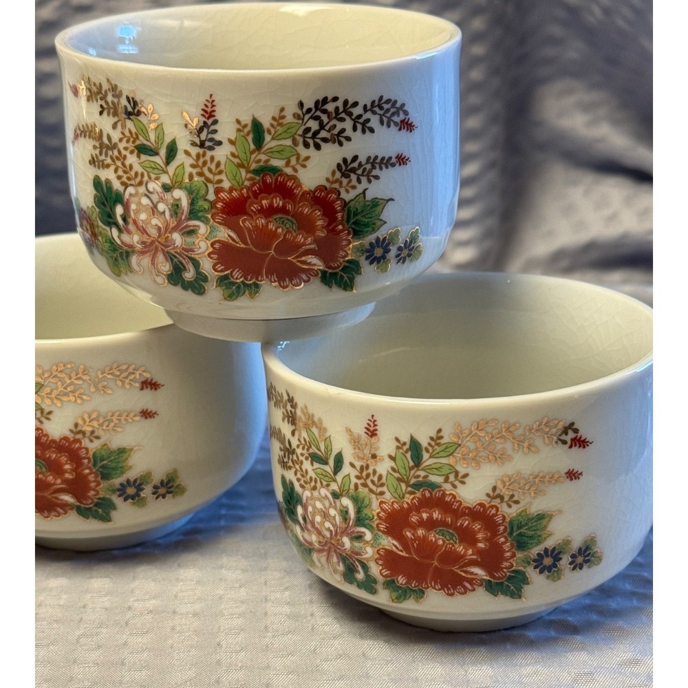 Vintage 8 Piece Japanese Made Floral Tea Set, Teapot With Lid And 6 Tea Cups - Picture 3 of 16